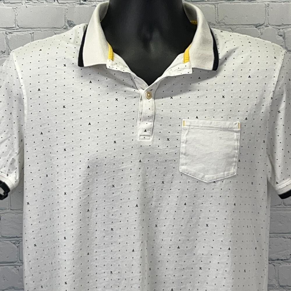 Armani Exchange Polo Shirt AX Spotted Polka Dot Pocket White Mens M Medium